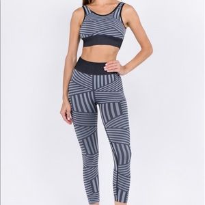 Striped sports bra and seamless leggings